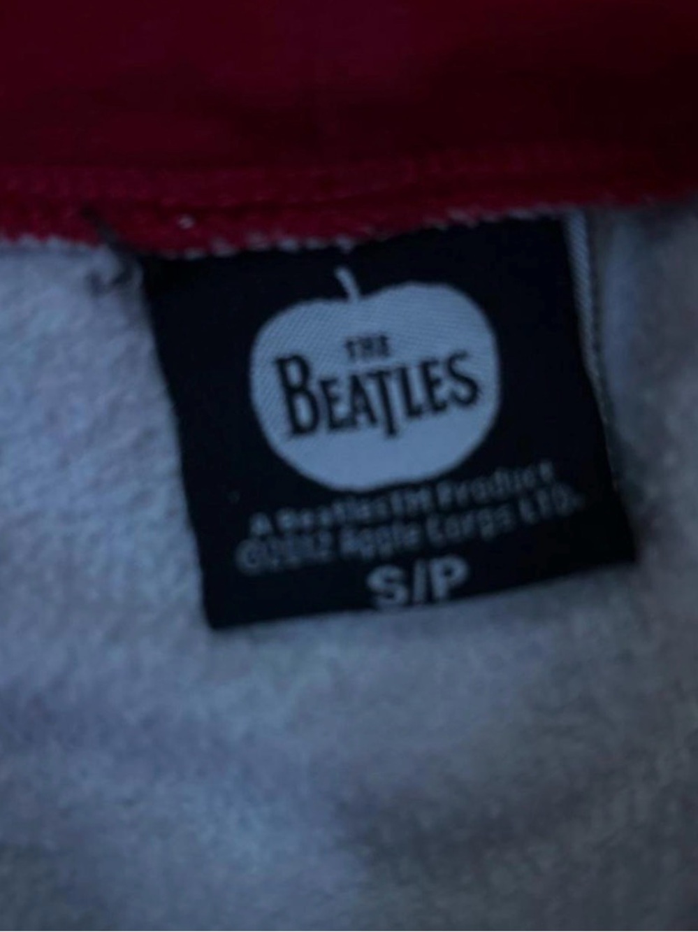 The Beatles unisex slim adult fit Gray Zip-Up Hoodie with Red Lining - Picture 4 of 4
